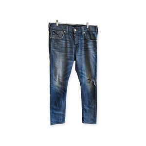 True Religion Straight Blue Jeans Men's Size 34 RN#112790 CA#57414 USA Made